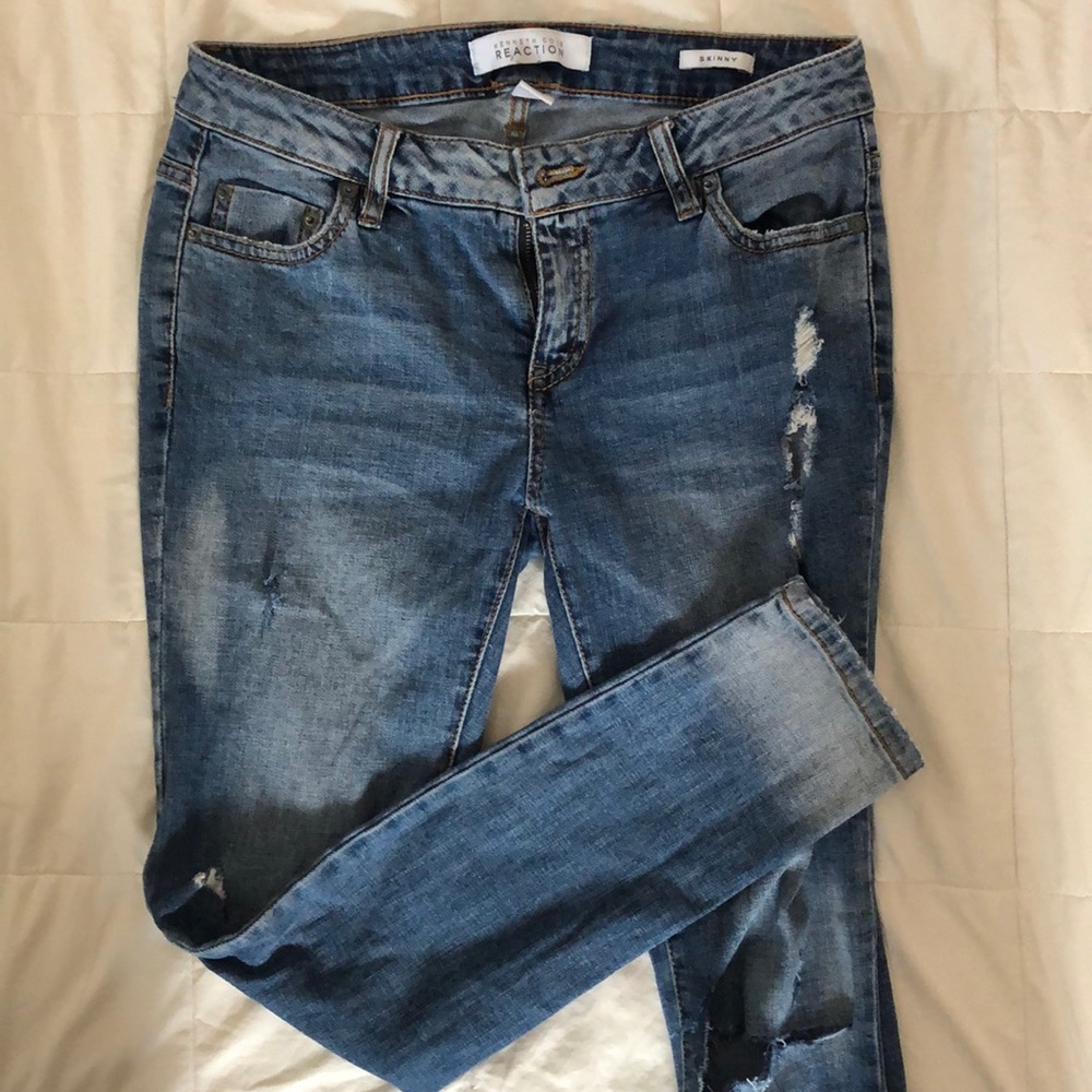 Extremely distressed skinny jeans